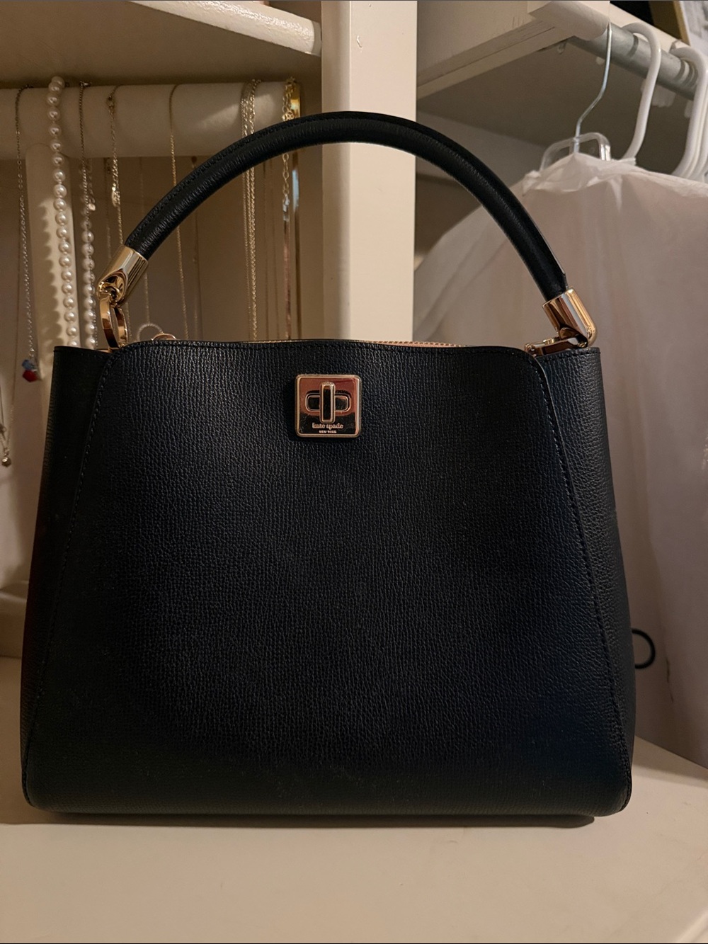 kate spade Black Top-Handle Satchel with Gold Hardware